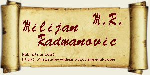 Milijan Radmanović vizit kartica